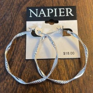 3/$30 Napier Sliver Textured Twist Hoop Earrings